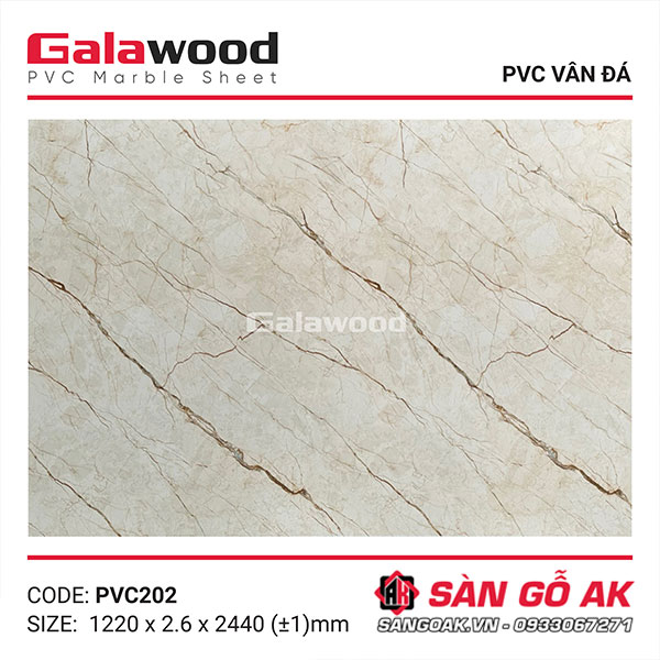 Tấm PVC vân đá Galawood 2.6mm PVC202